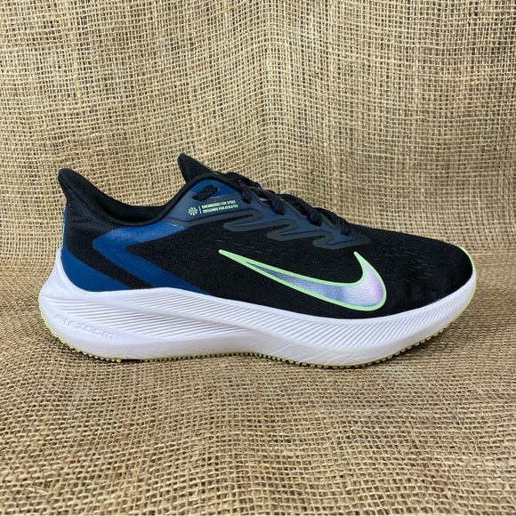 Nike Zoom  Running Shoe WinFlo Black Blue Size 9.5 - Picture 5 of 9